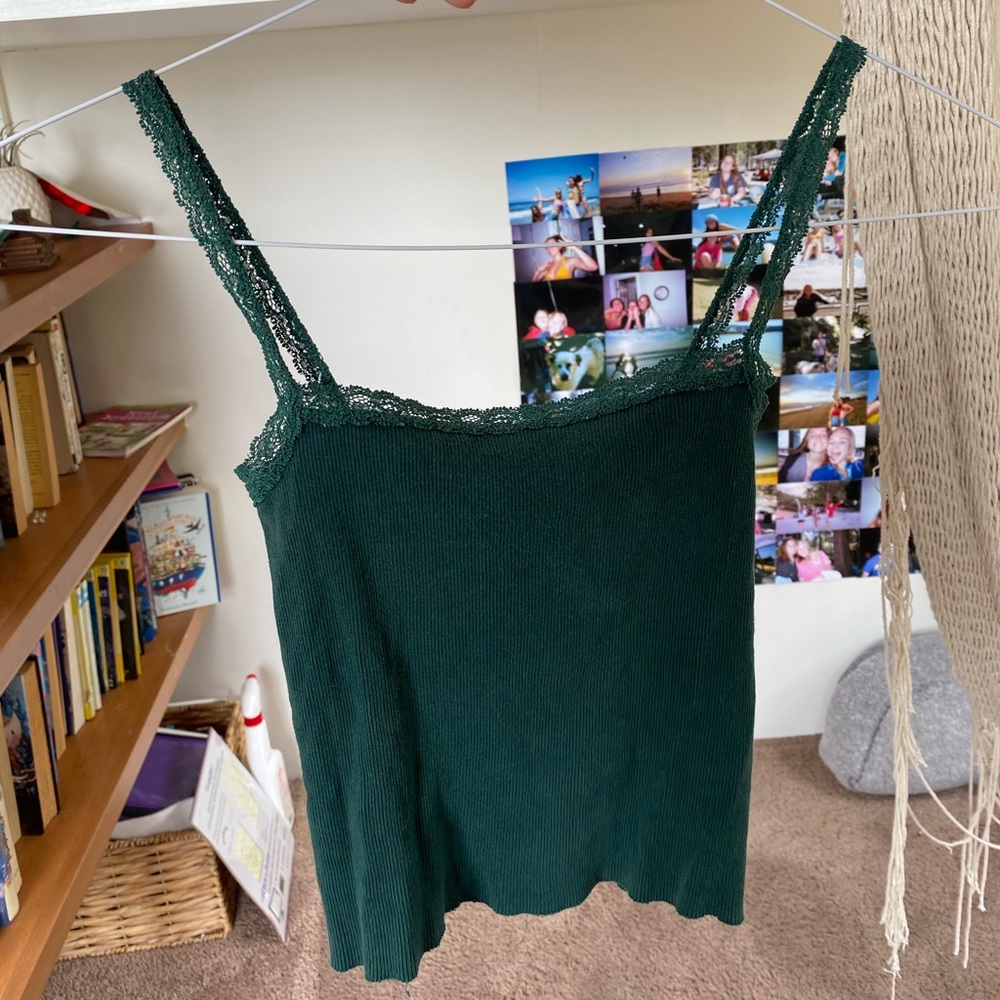 RARE Brandy Lace Trim Green Tank